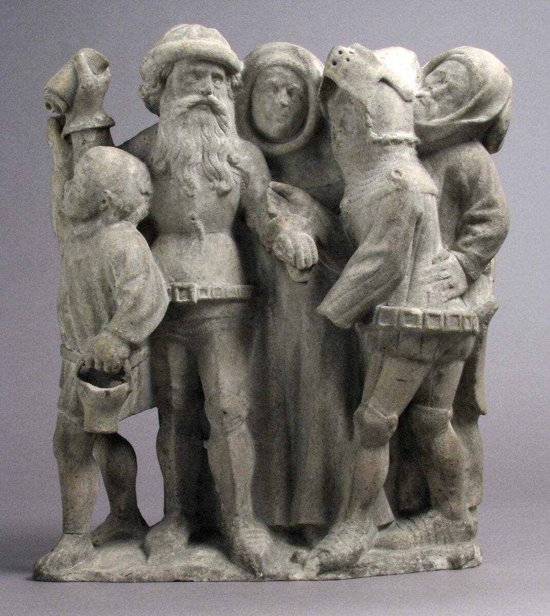Soldiers and Onlookers from a Crucifixion Group, Marble, South Netherlandish 