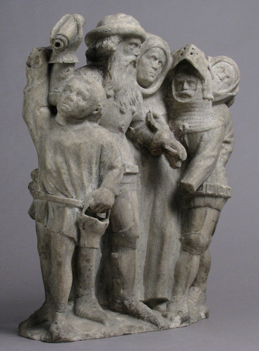 Soldiers and Onlookers from a Crucifixion Group, Marble, South Netherlandish