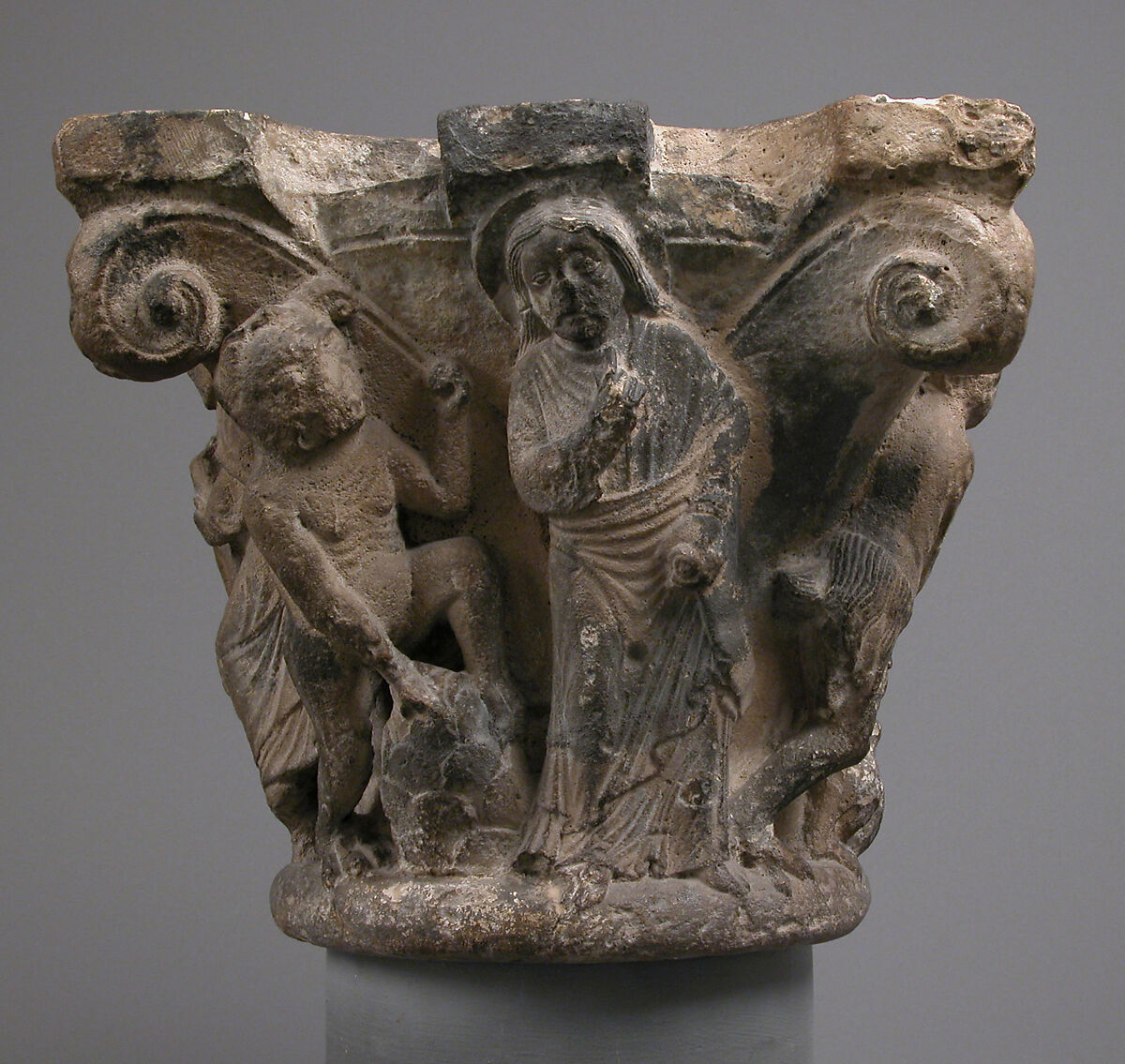 Capital with the Temptation of Jesus, Limestone, North French