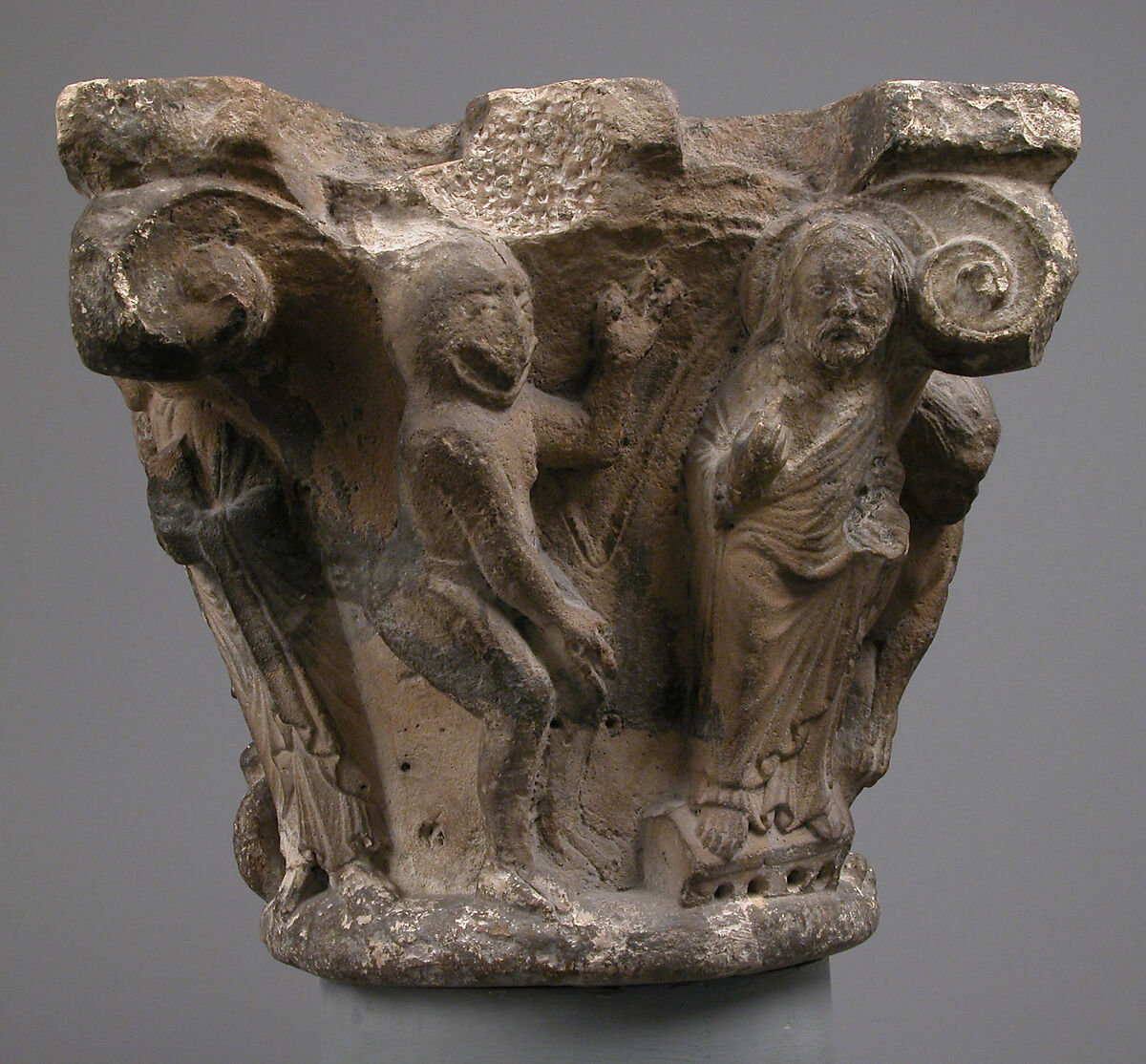 Capital with the Temptation of Jesus, Limestone, North French