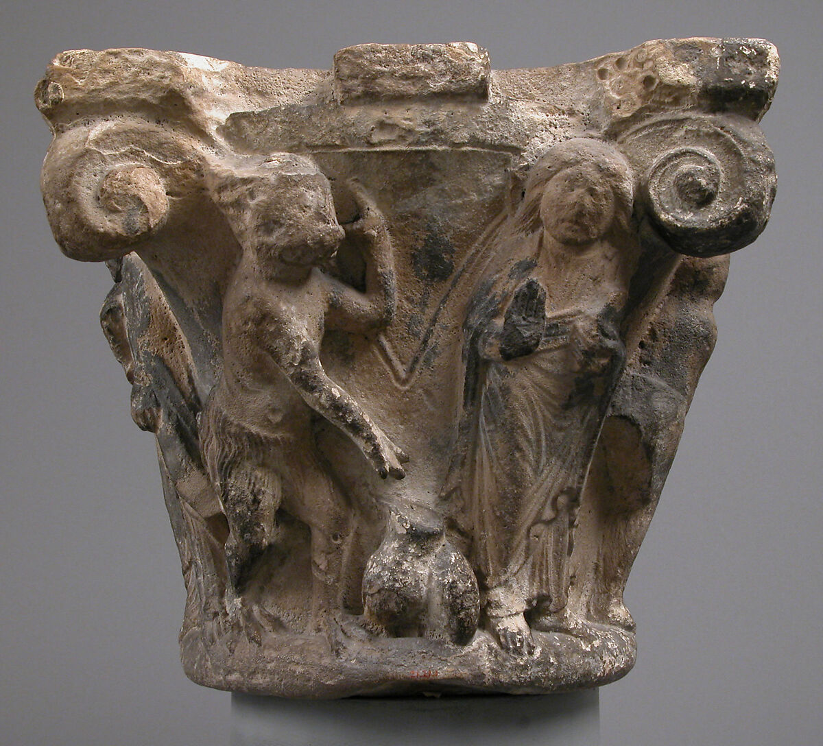 Capital with the Temptation of Jesus, Limestone, North French