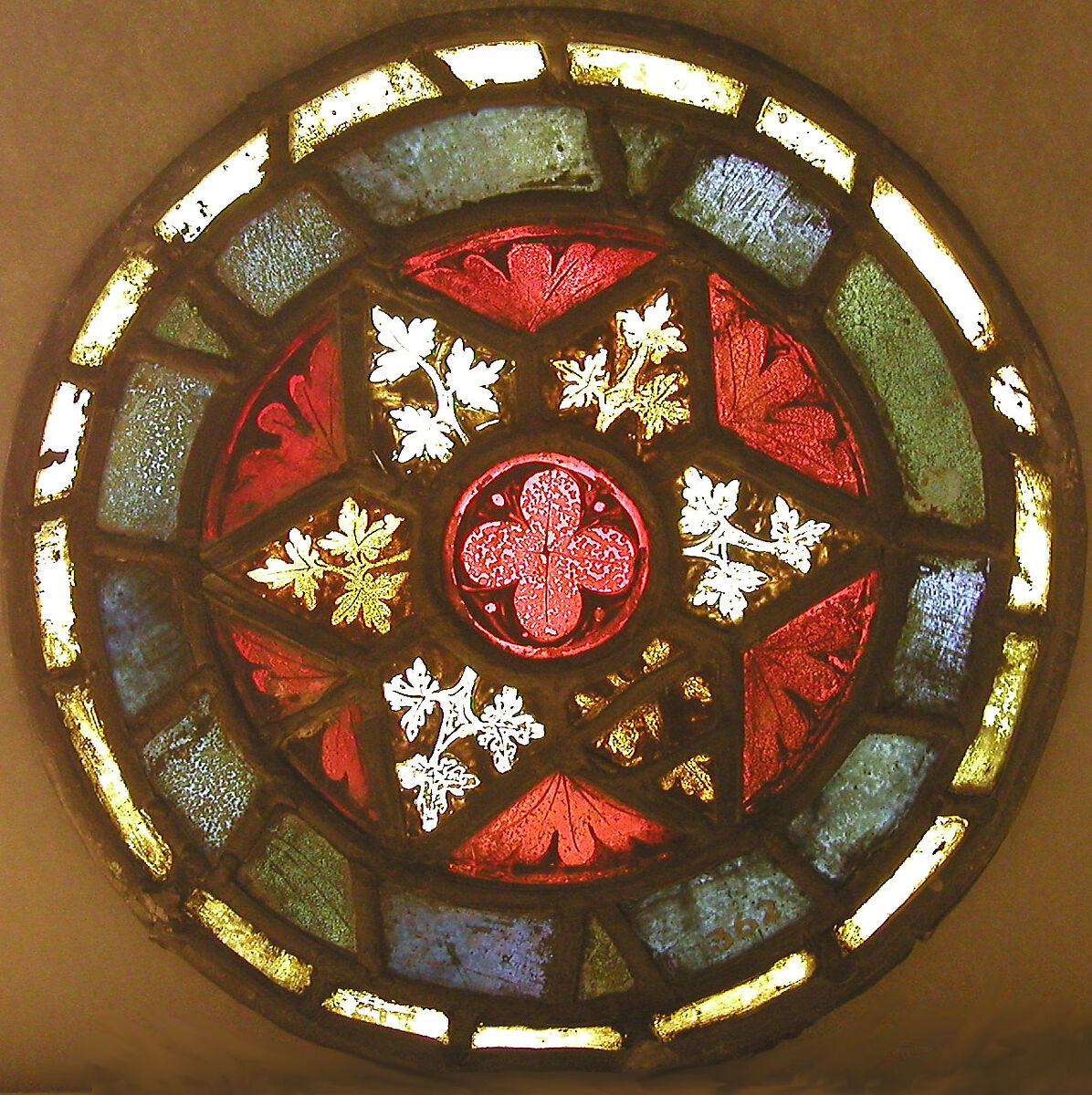 Foliate Medallion, Stained Glass, French 