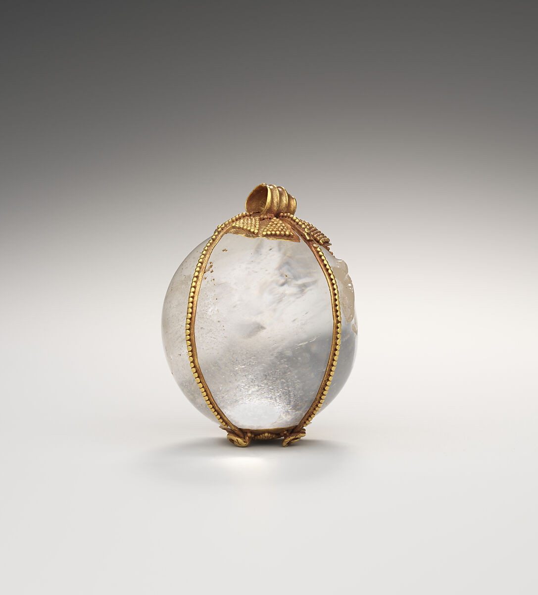Rock Crystal Amuletic Sphere Pendant, Rock crystal, gold, Hunnic or Frankish