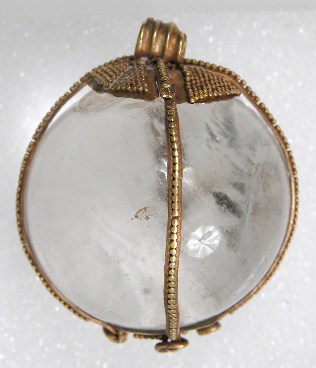 Rock Crystal Amuletic Sphere Pendant, Rock crystal, gold, Hunnic or Frankish