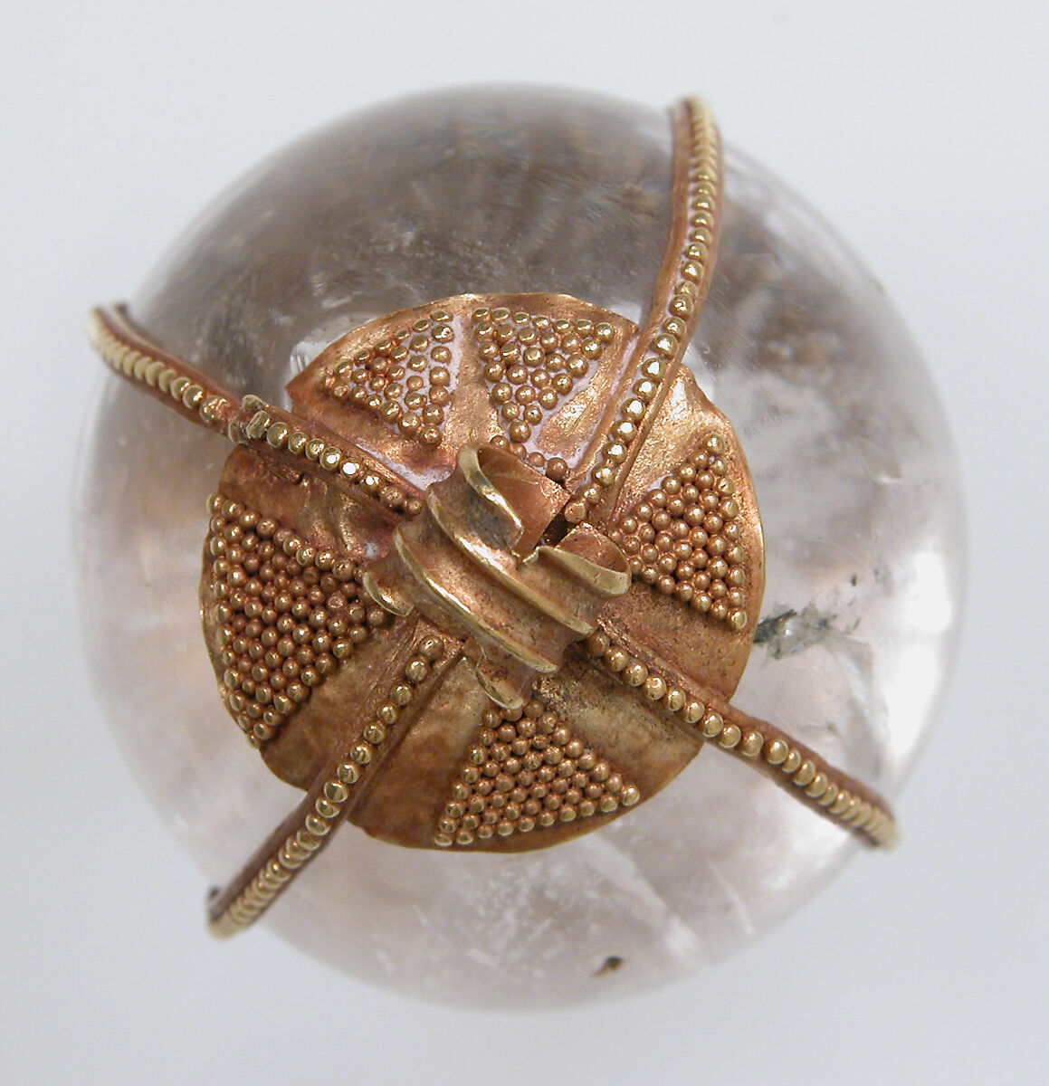 Rock Crystal Amuletic Sphere Pendant, Rock crystal, gold, Hunnic or Frankish