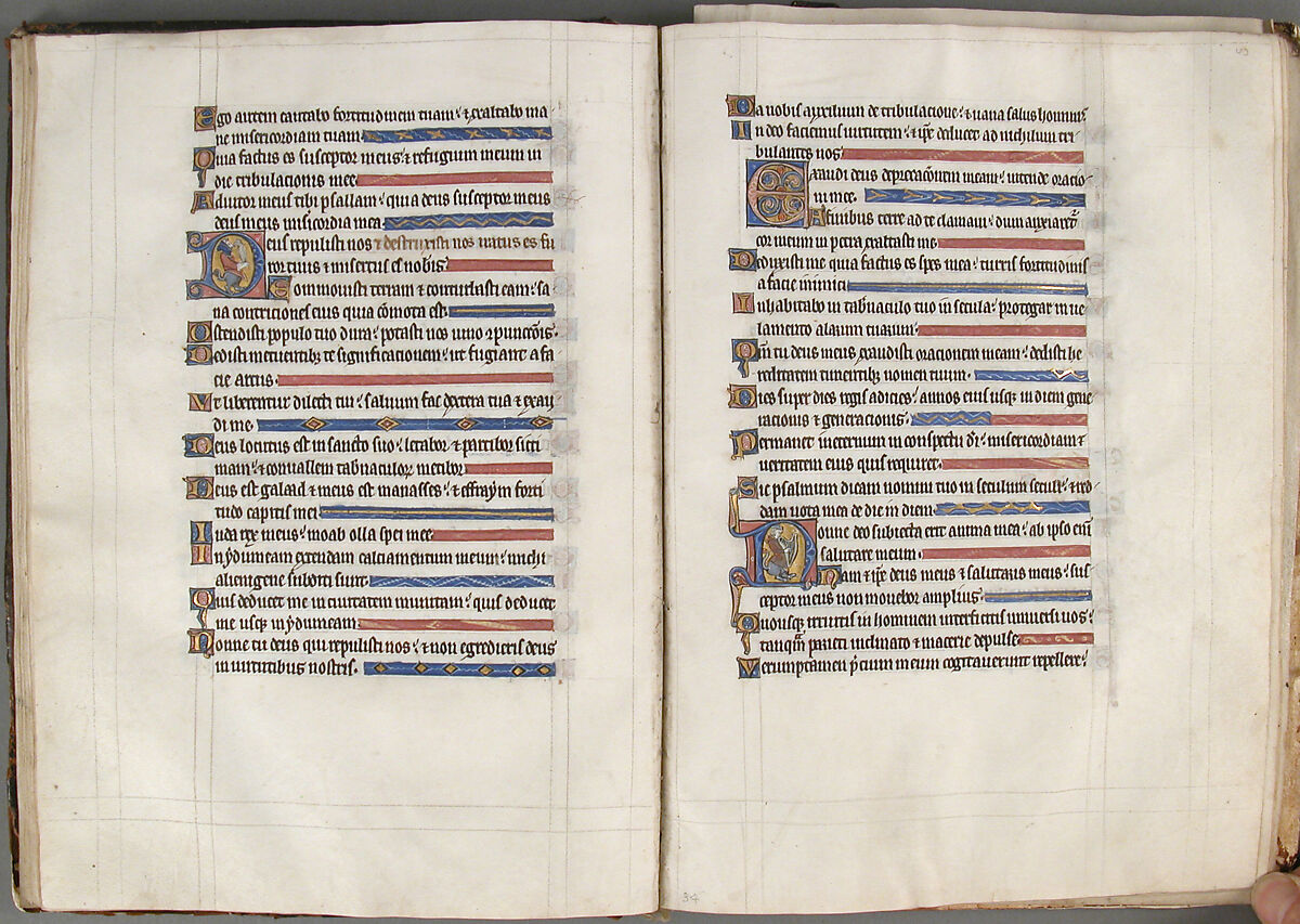 Psalter, Tempera and gold on parchment; leather binding, British