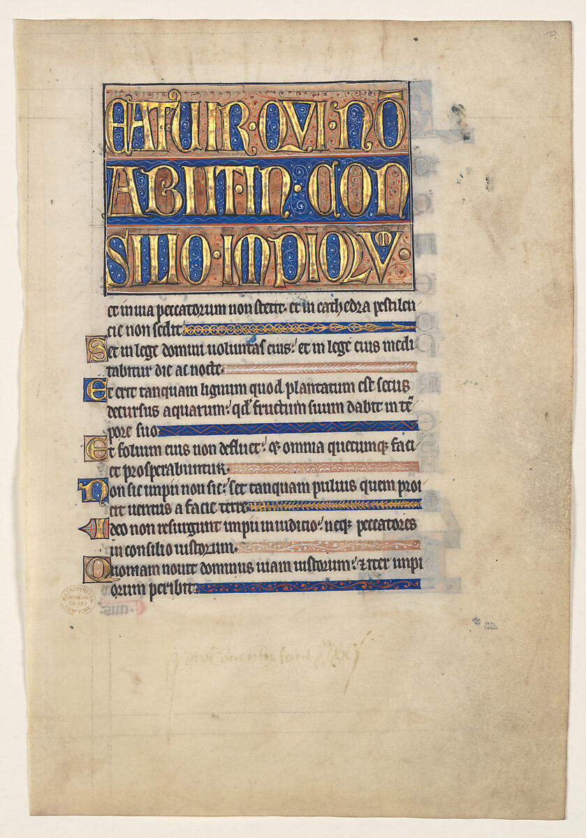 Manuscript Leaf from a Royal Psalter, Tempera and gold on parchment, British 