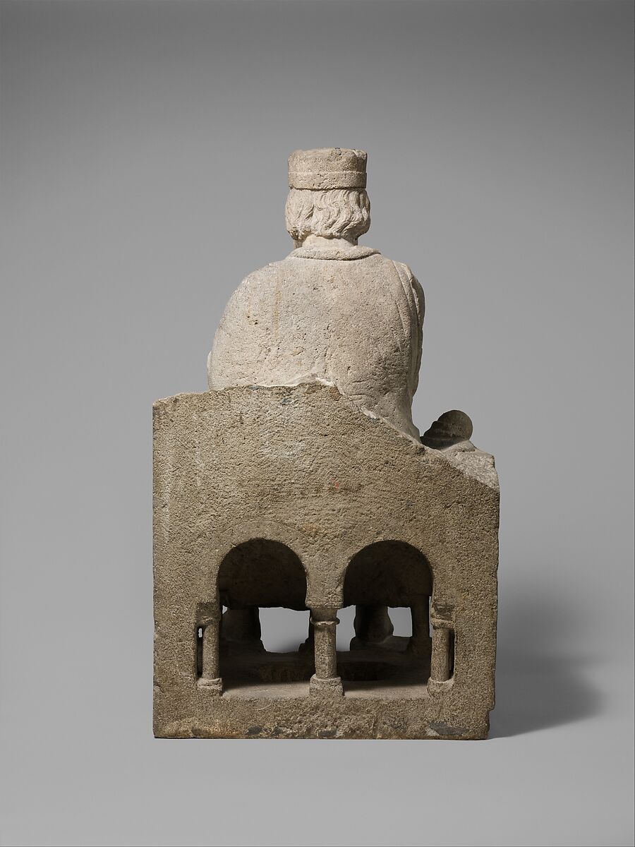 Sculpture of an Enthroned King, Limestone, North Italian