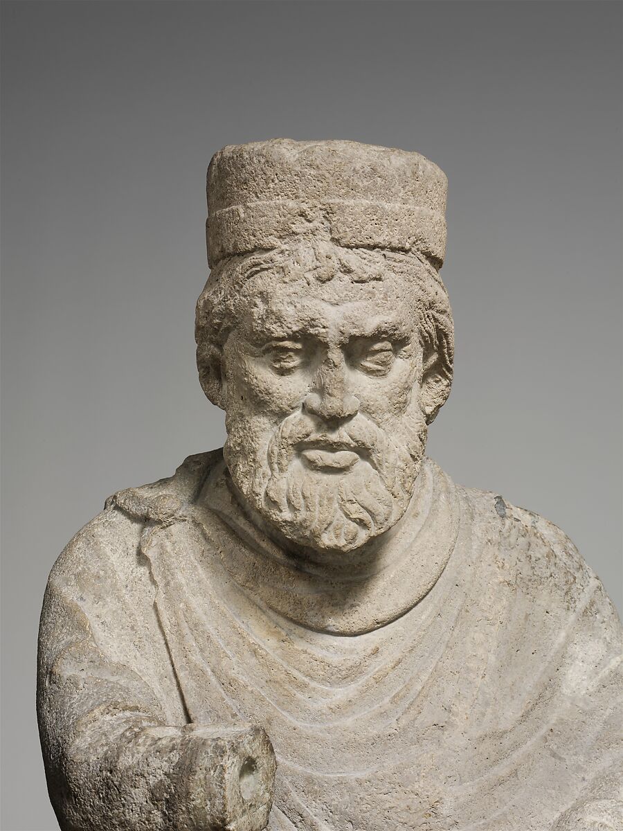 Sculpture of an Enthroned King, Limestone, North Italian