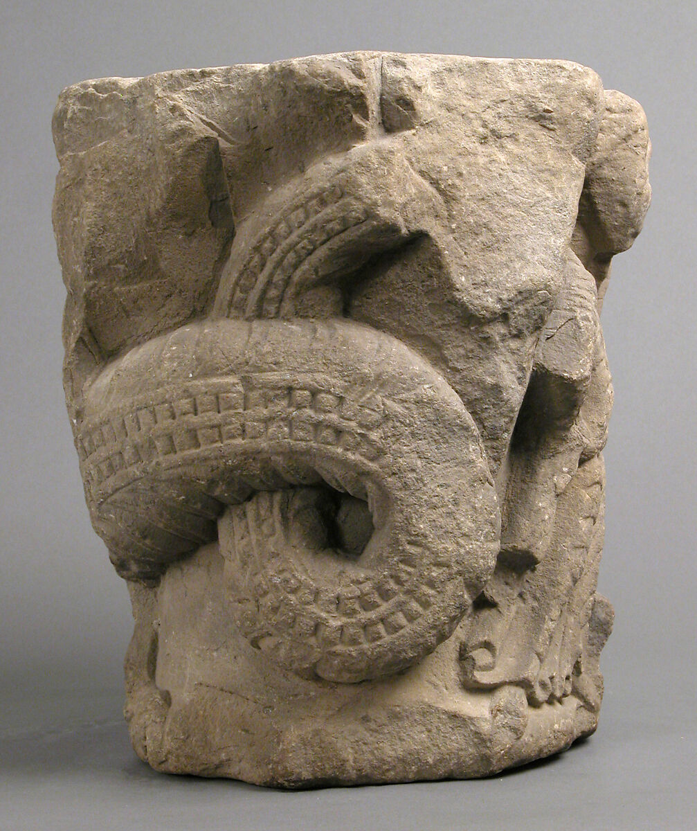 Capital with Saint George and the Dragon, Stone (Calcitic Dolomite), French