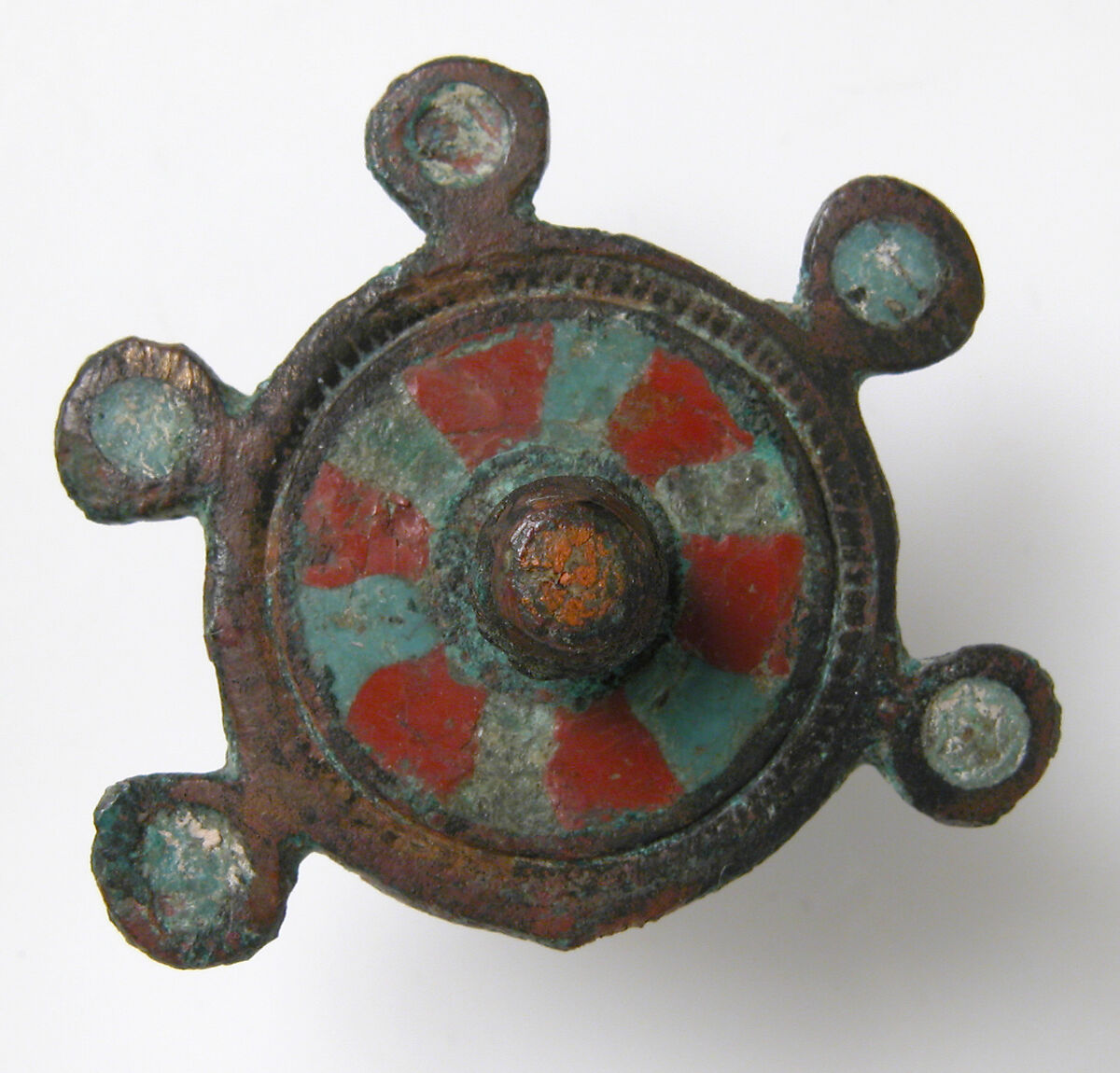 Brooch, Champlevé enamel, bronze, Roman 