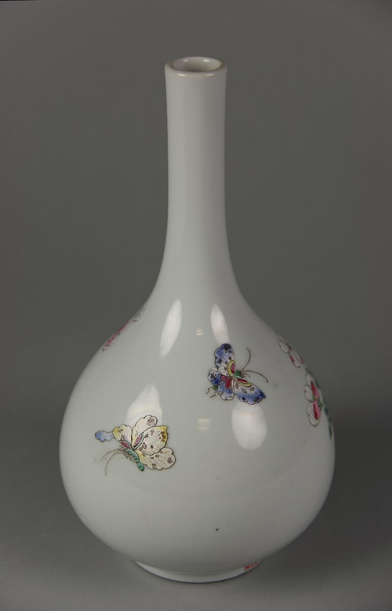 Vase with butterflies and flowers, Porcelain painted in overglaze polychrome enamels (Jingdezhen ware), China