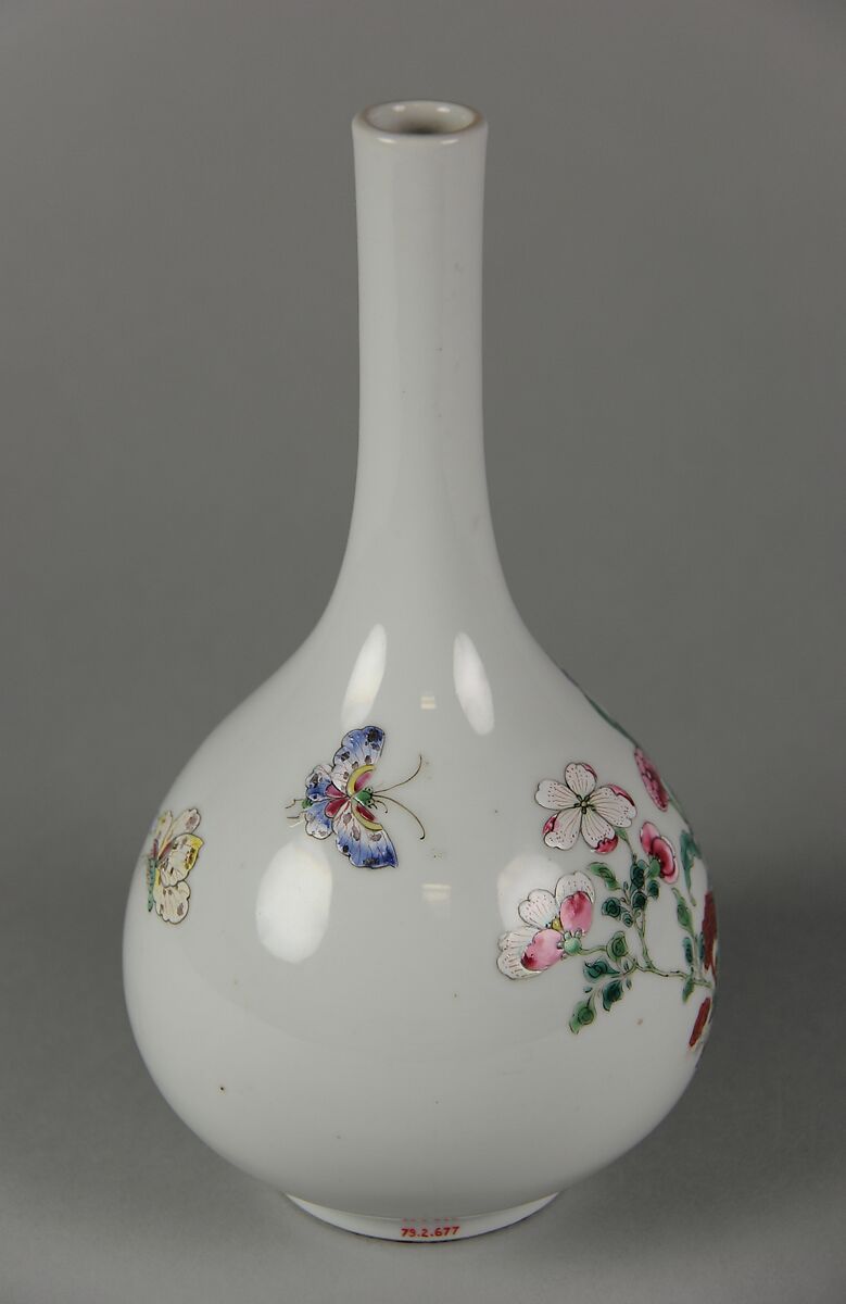 Vase with butterflies and flowers, Porcelain painted in overglaze polychrome enamels (Jingdezhen ware), China