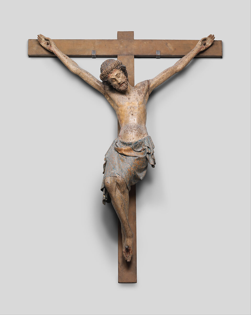 Crucifix, Oak, polychromy, French 