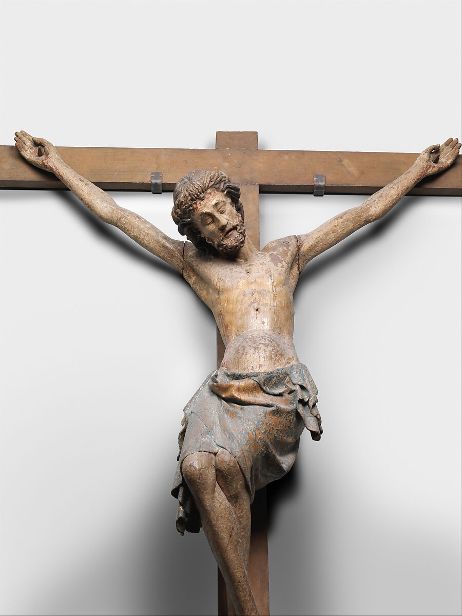 Crucifix, Oak, polychromy, French