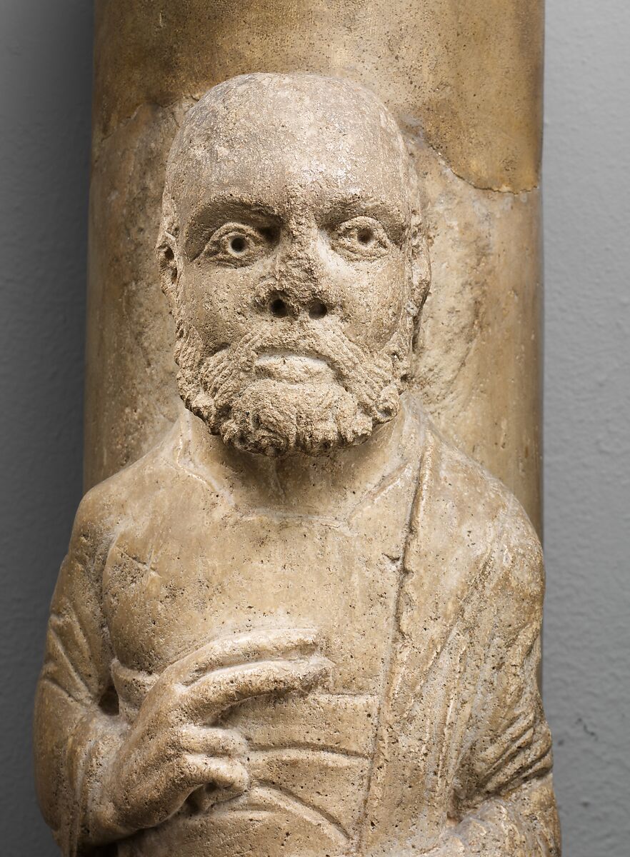 Column Statue of an Apostle, Stone (Encrinite), North Italian