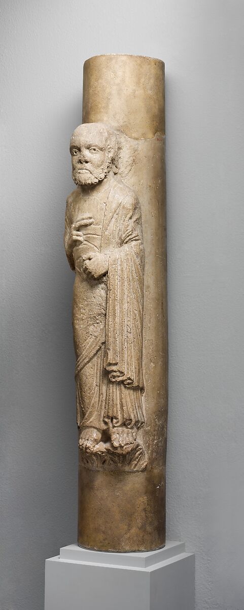 Column Statue of an Apostle, Stone (Encrinite), North Italian