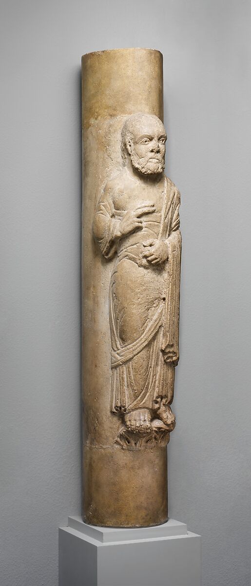 Column Statue of an Apostle, Stone (Encrinite), North Italian