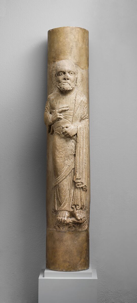 Column Statue of an Apostle, Stone (Encrinite), North Italian