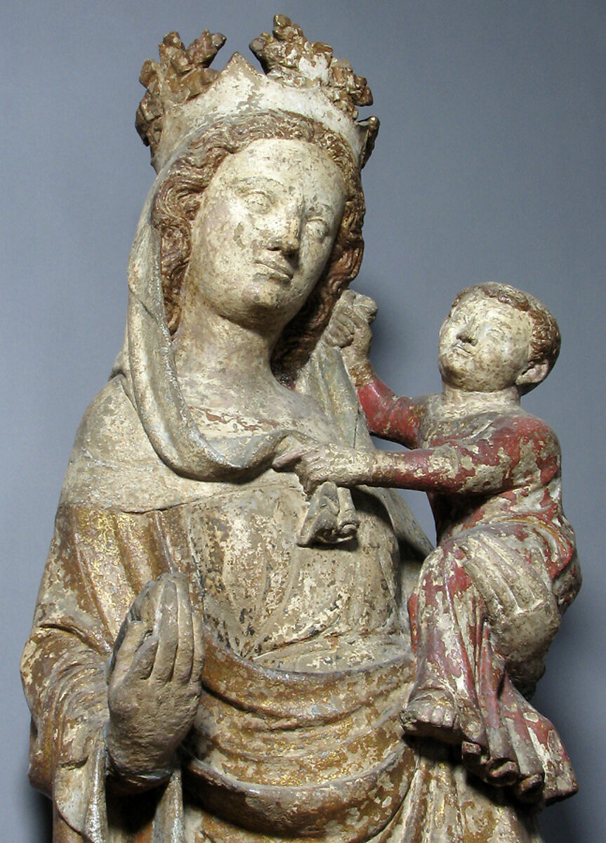 Virgin and Child, Stone, polychromed and gilded, French