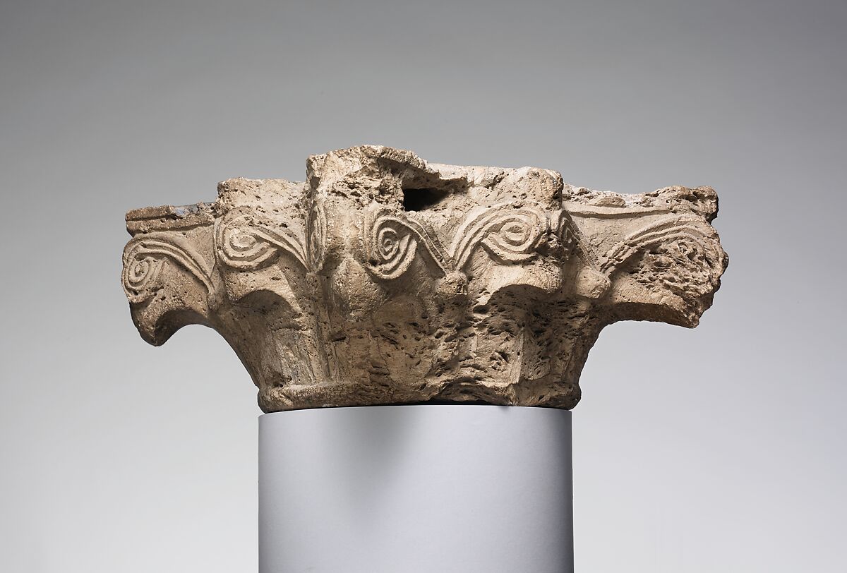 Capital with Angel Holding a Shield, Limestone (Stromatolic or Dolomitic limestone), Northeast Italian