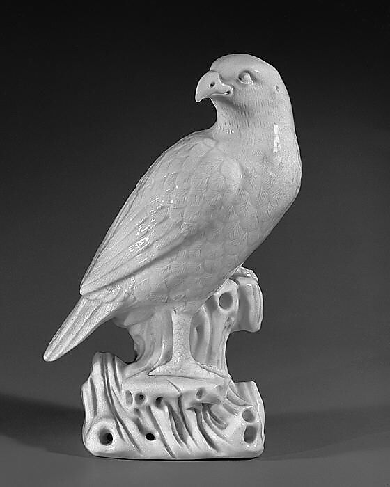 Figure of a hawk (one of a pair), Porcelain with clear glaze (Jingdezhen ware), China 