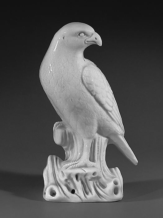 Figure of a hawk (one of a pair), Porcelain with clear glaze (Jingdezhen ware), China 