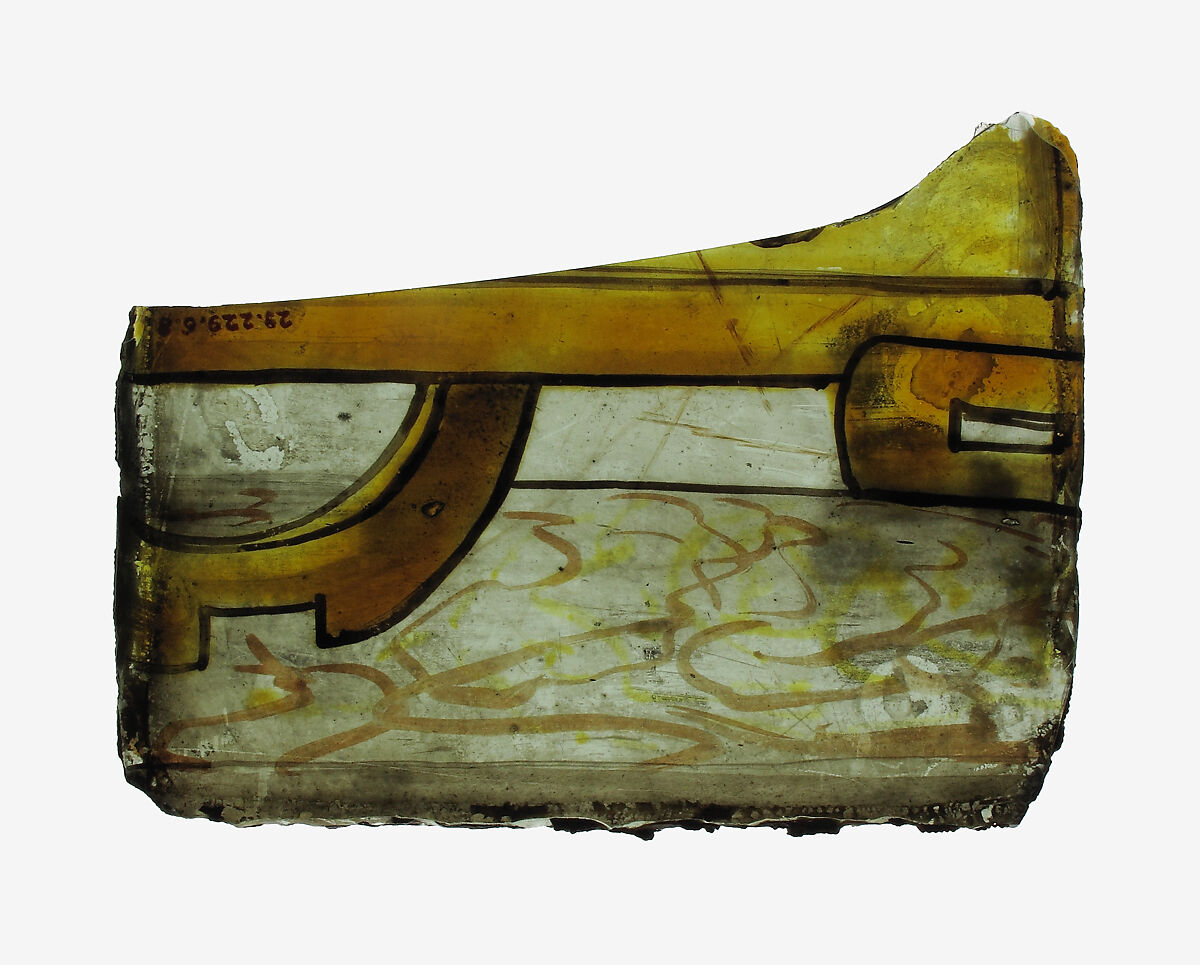 Glass Fragment, Colorless glass, lead stain, South Netherlandish