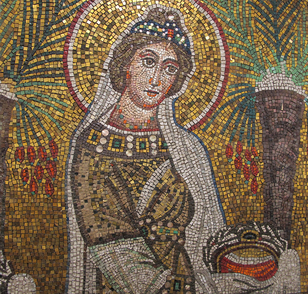Saint Agnes, Tesserae, glass in wooden frame, Byzantine