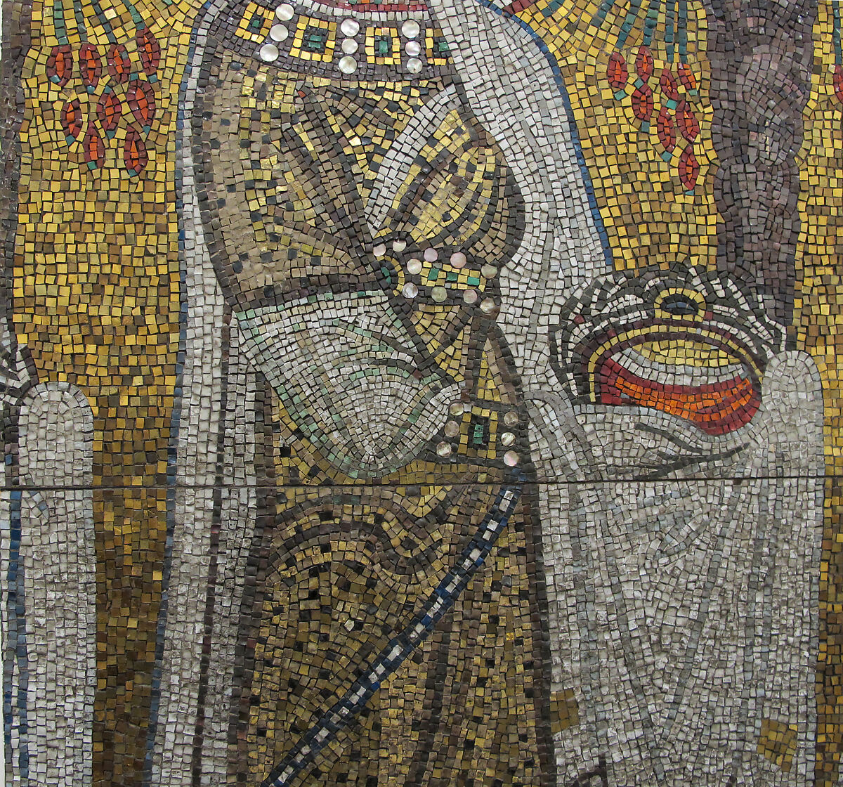 Saint Agnes, Tesserae, glass in wooden frame, Byzantine