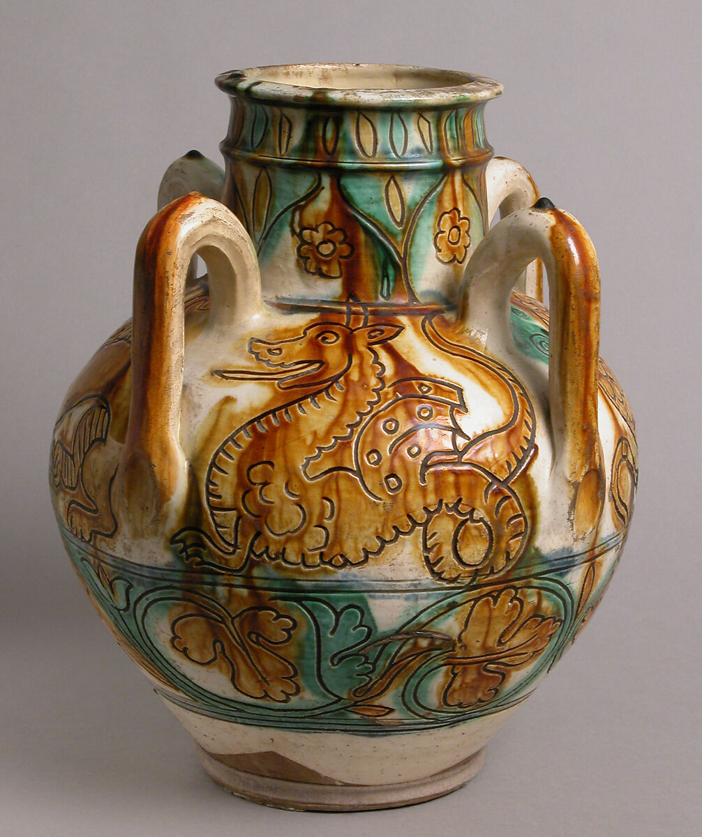 Vase, Earthenware, tin-glaze, Italian 