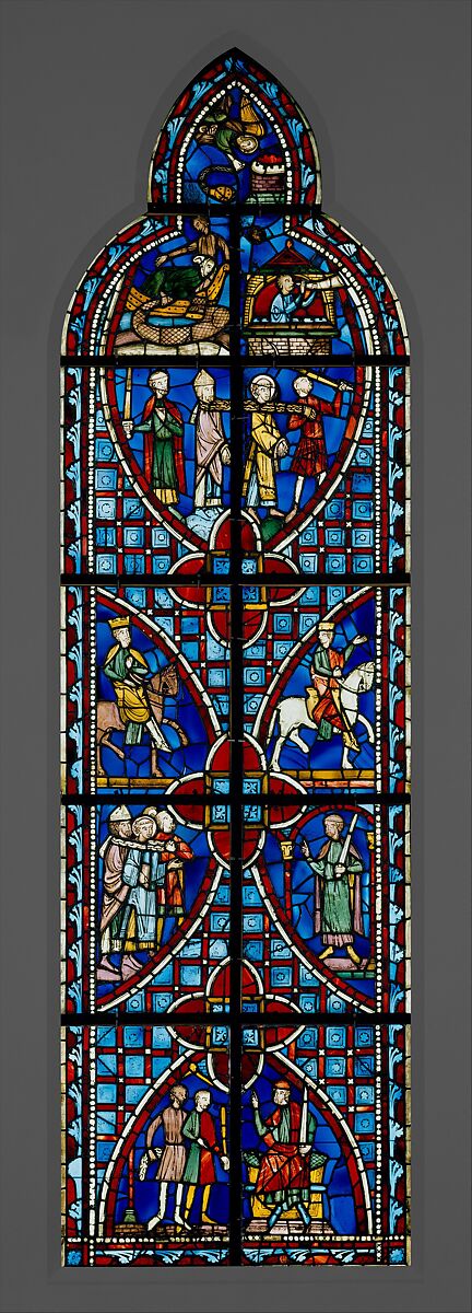 Scenes from the Legend of Saint Vincent of Saragossa and the History of His Relics, Pot-metal glass, vitreous paint, and lead, French