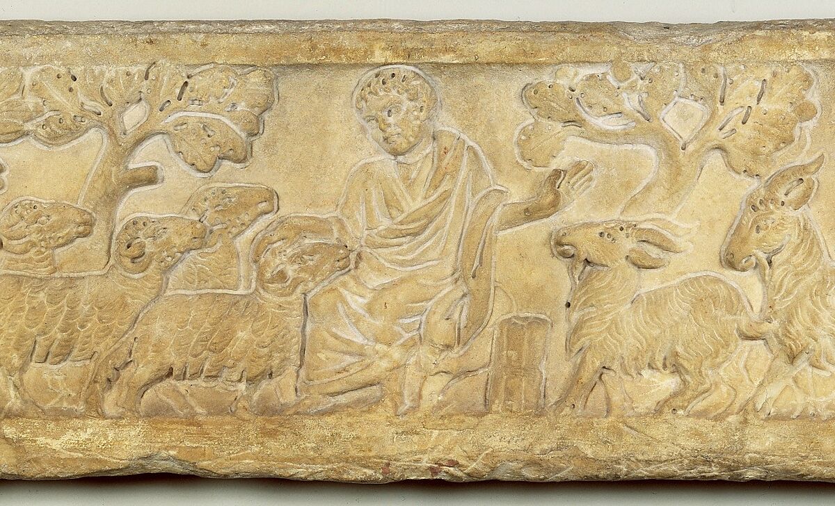 Sarcophagus Lid with Last Judgement, Marble, Roman