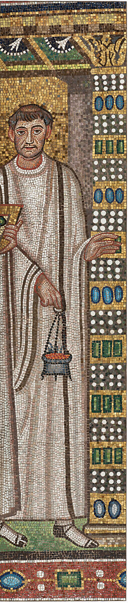 Emperor Justinian and Members of His Court, Glass and stone Tesserae, Byzantine