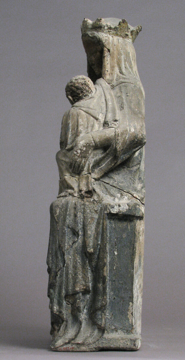 Seated Virgin and Child, Limestone, paint, French