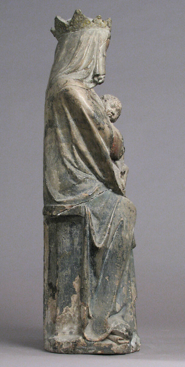 Seated Virgin and Child, Limestone, paint, French
