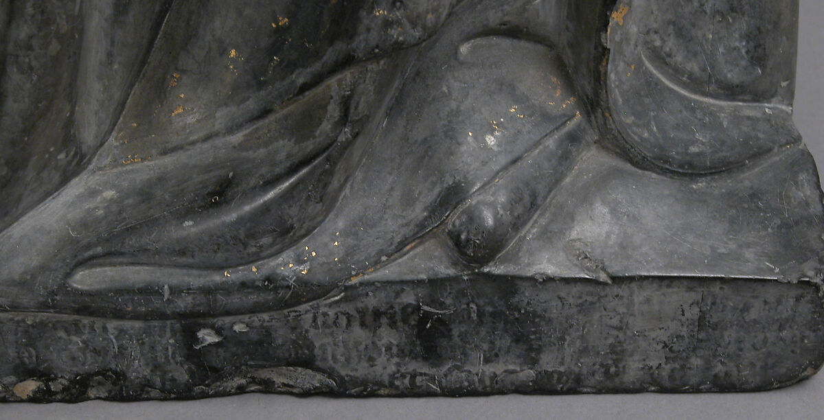 Virgin or Holy Woman, Black marble, white marble, traces of gilt, French