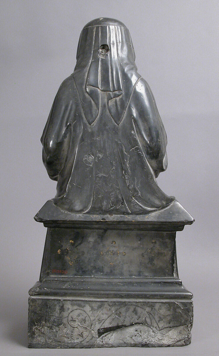 Virgin or Holy Woman, Black marble, white marble, traces of gilt, French
