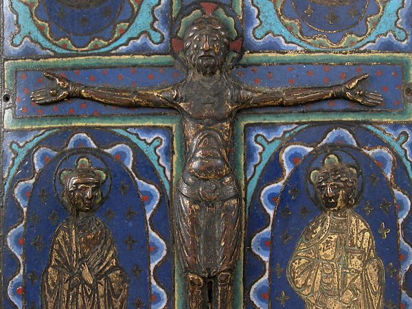 Plaque from a Bookcover with the Crucifixion, Champlevé enamel and gilded copper, European