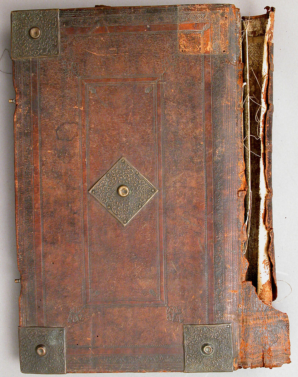Portfolio, Leather binding with copper alloy mounts, French