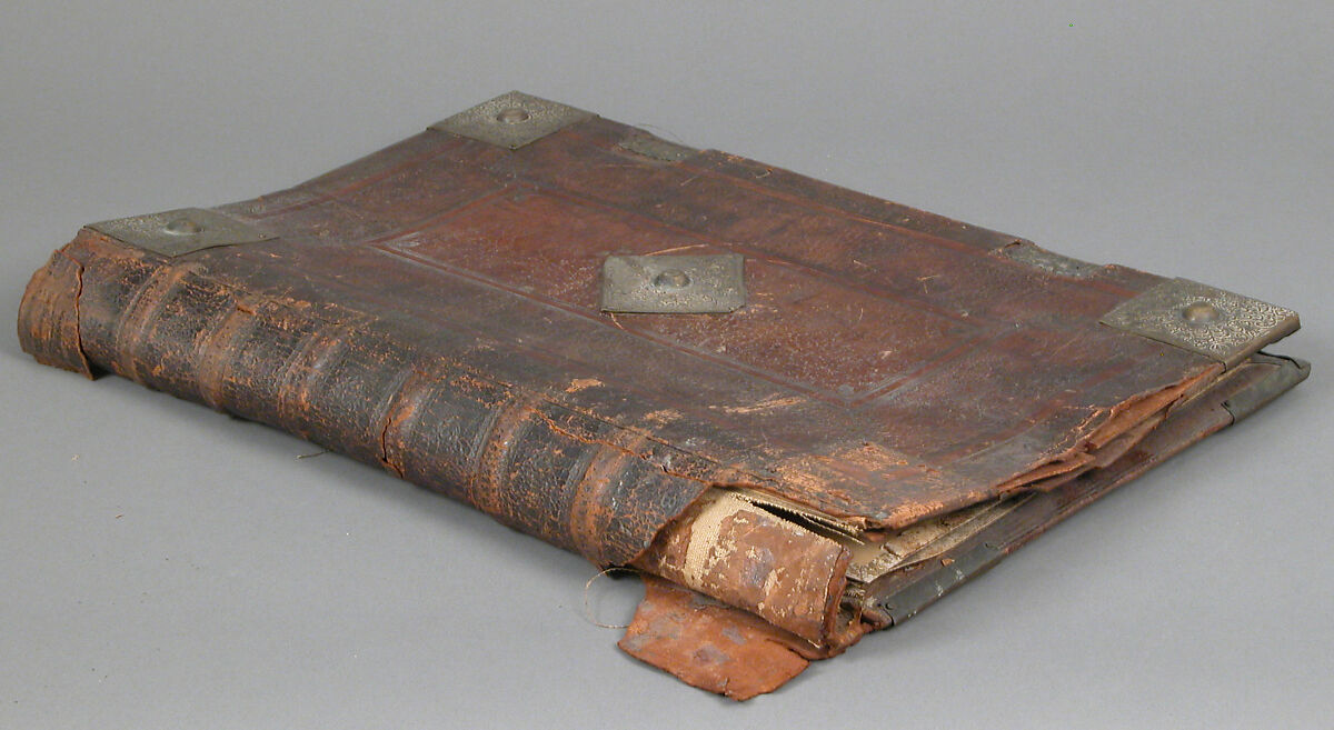Portfolio, Leather binding with copper alloy mounts, French