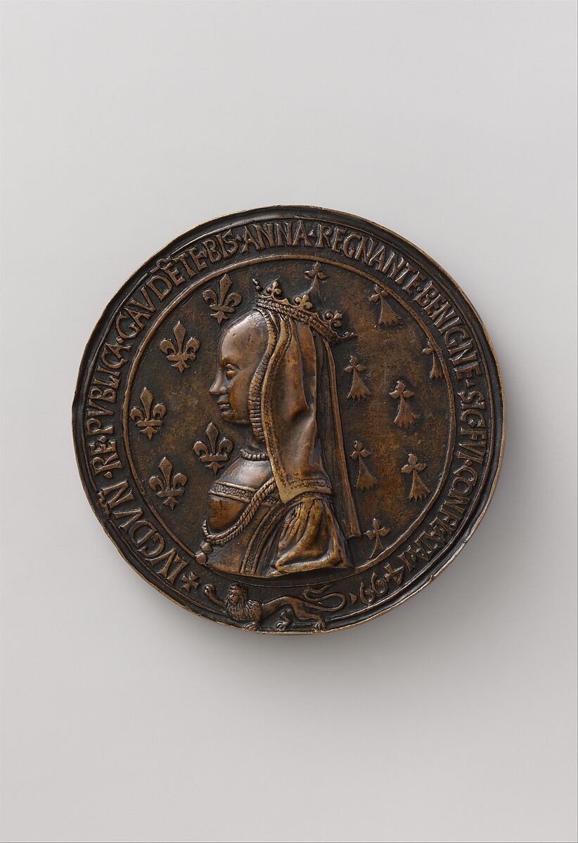 Medal Louis XII, King of France (r. 1498–15155), and Anne of Brittany (1476–1514), Copper alloy, French