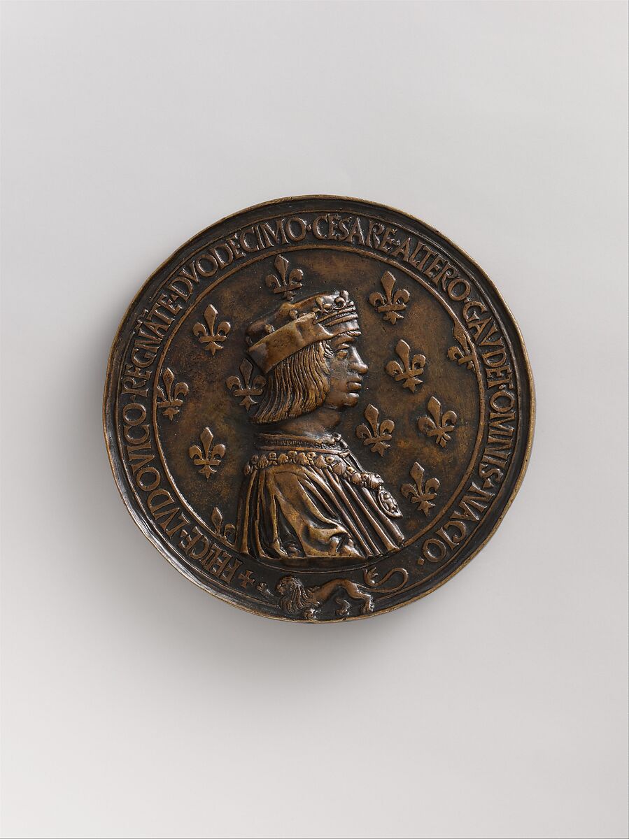 Medal Louis XII, King of France (r. 1498–15155), and Anne of Brittany (1476–1514), Copper alloy, French 