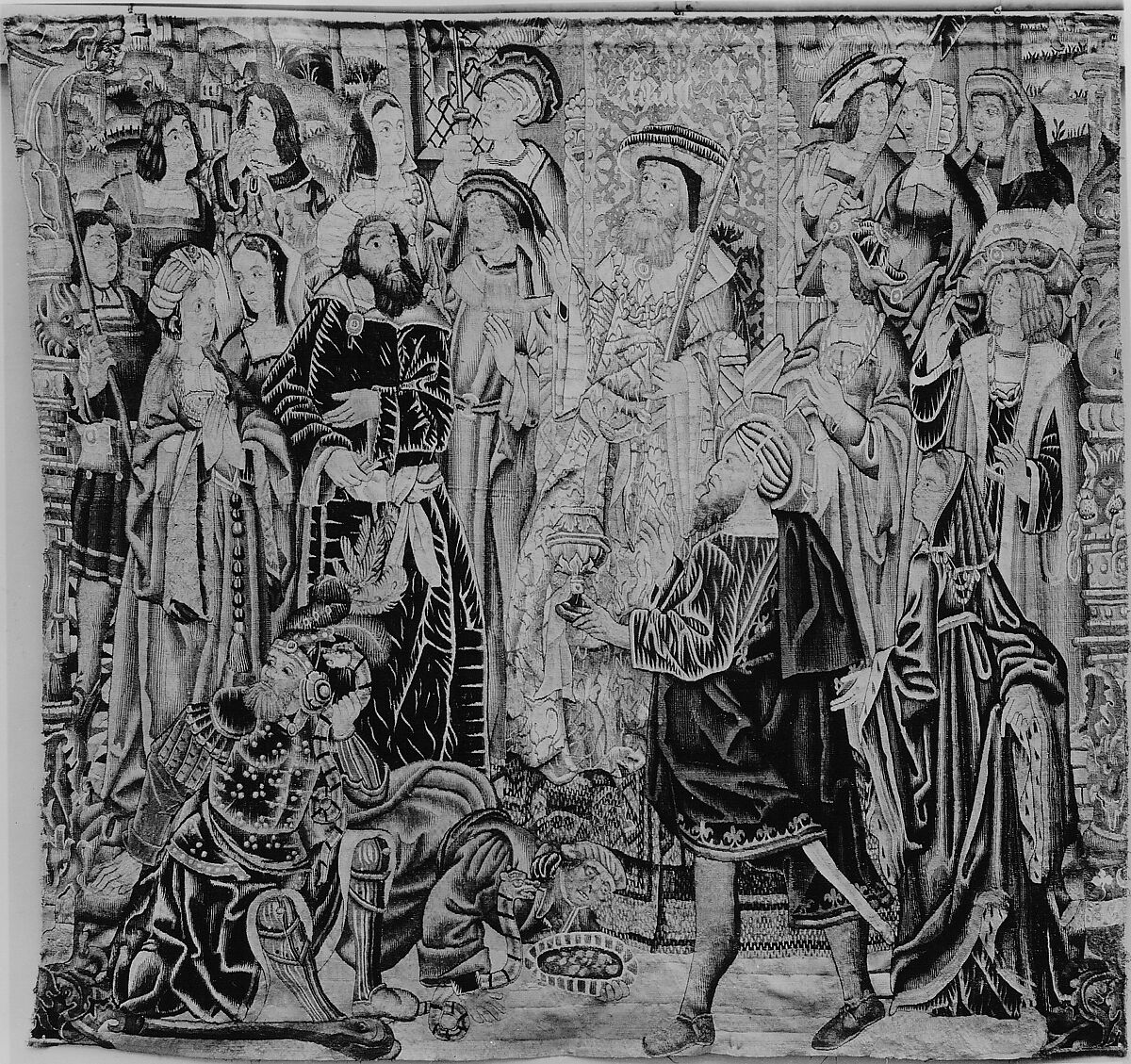 Moses and Aaron Before Pharaoh, Wool warp;  wool and silk wefts, South Netherlandish