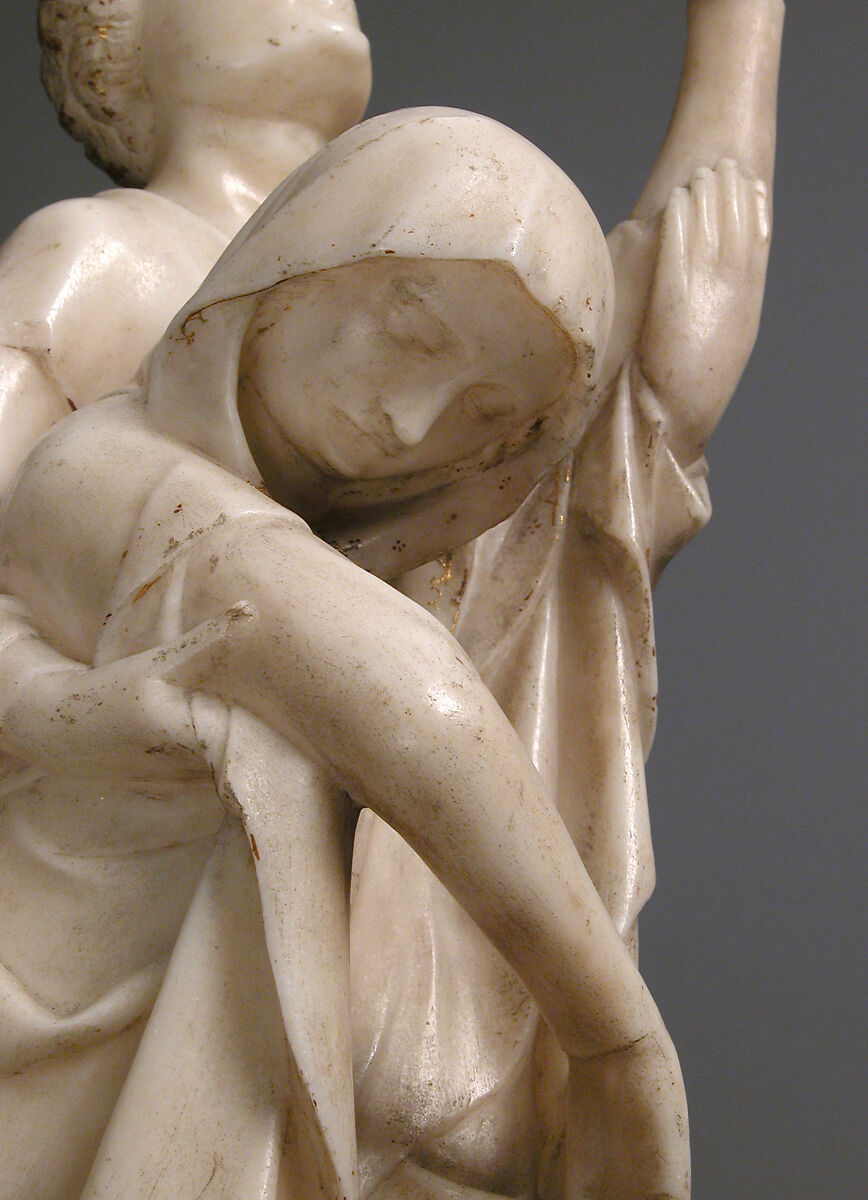 The Virgin Supported by Saint John, from a Crucifixion Group, Marble, traces of gilding, South Netherlandish