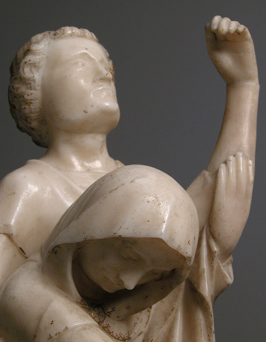 The Virgin Supported by Saint John, from a Crucifixion Group, Marble, traces of gilding, South Netherlandish