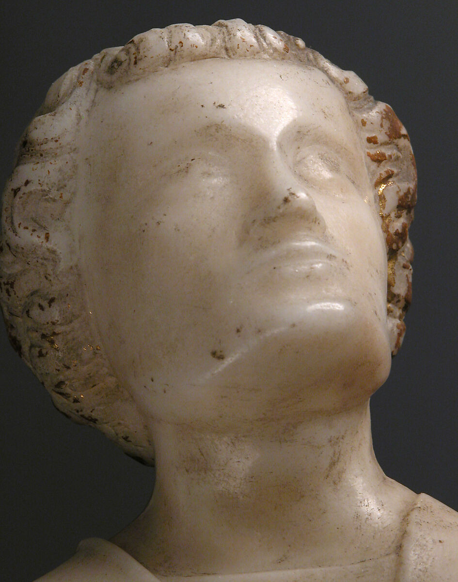 The Virgin Supported by Saint John, from a Crucifixion Group, Marble, traces of gilding, South Netherlandish