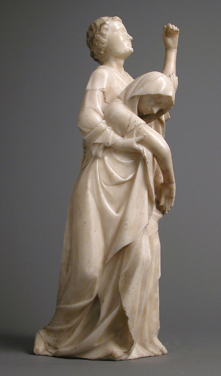 The Virgin Supported by Saint John, from a Crucifixion Group, Marble, traces of gilding, South Netherlandish 