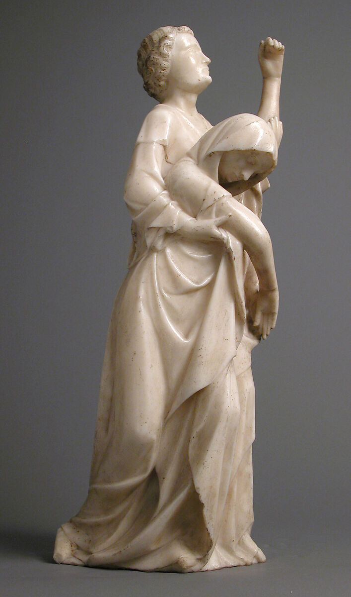 The Virgin Supported by Saint John, from a Crucifixion Group, Marble, traces of gilding, South Netherlandish