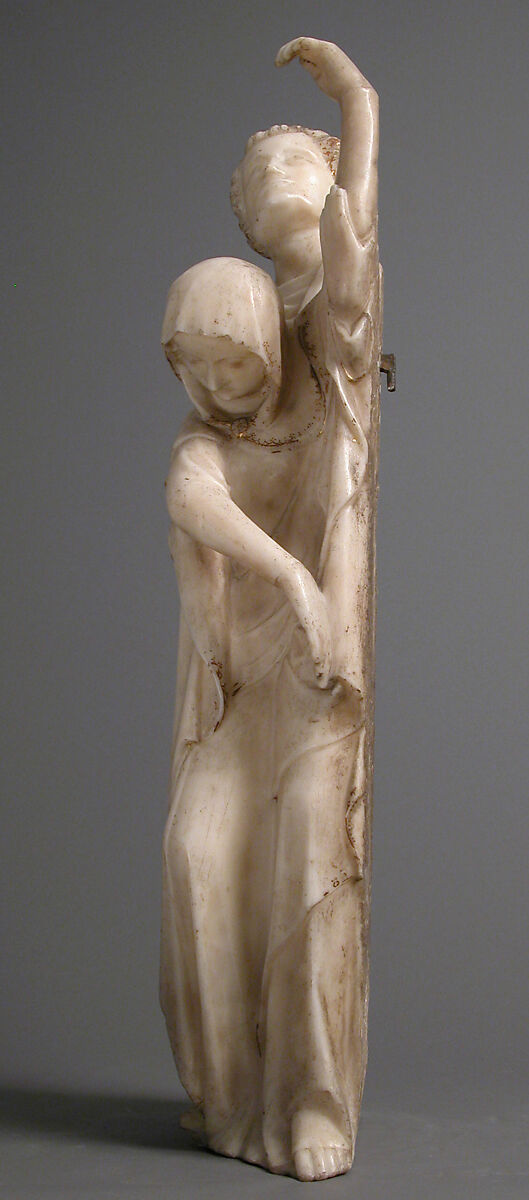 The Virgin Supported by Saint John, from a Crucifixion Group, Marble, traces of gilding, South Netherlandish